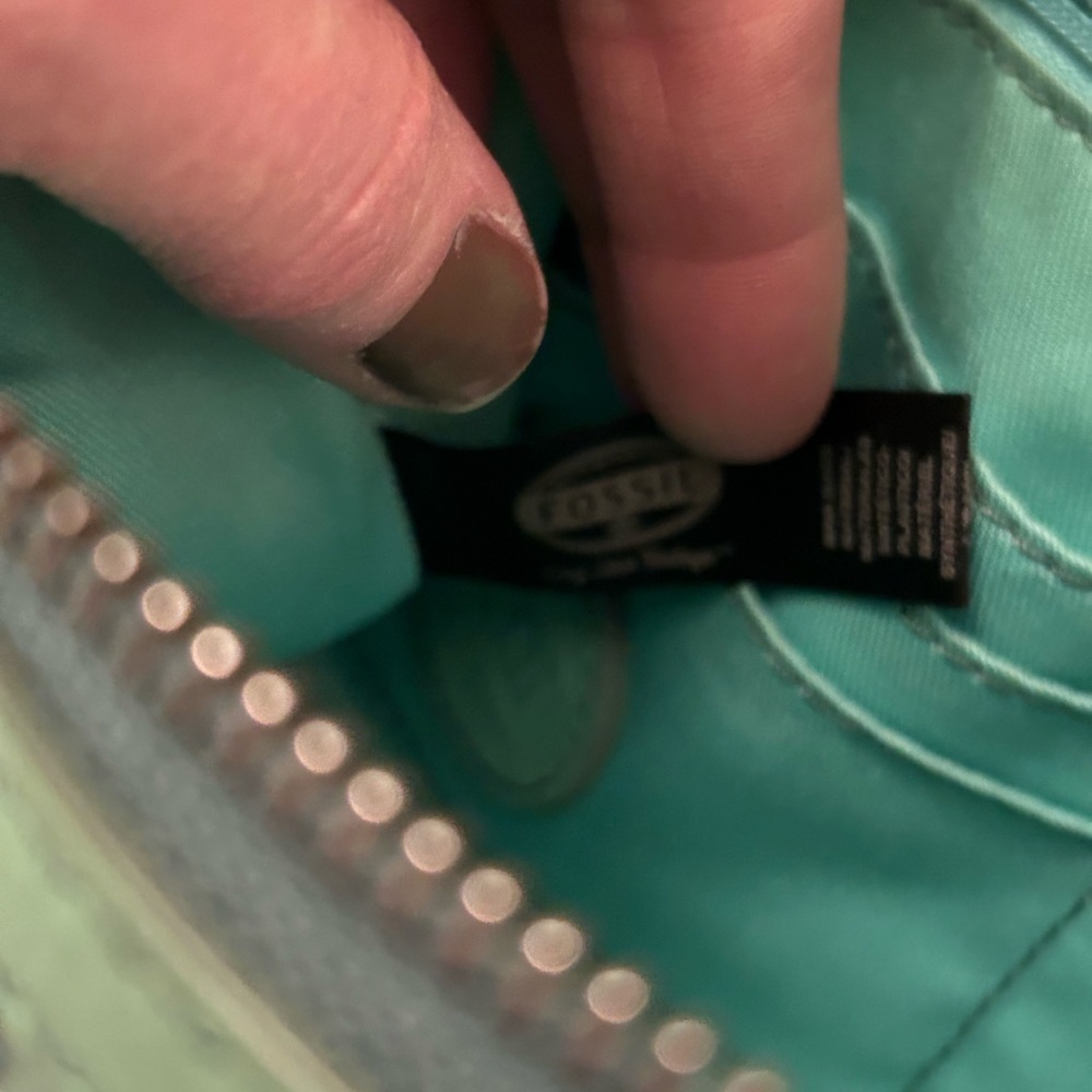 Fossil Sydney Woven Crossbody Bag Purse Green Teal Turquoise Leather ZB5715 - Picture 12 of 12